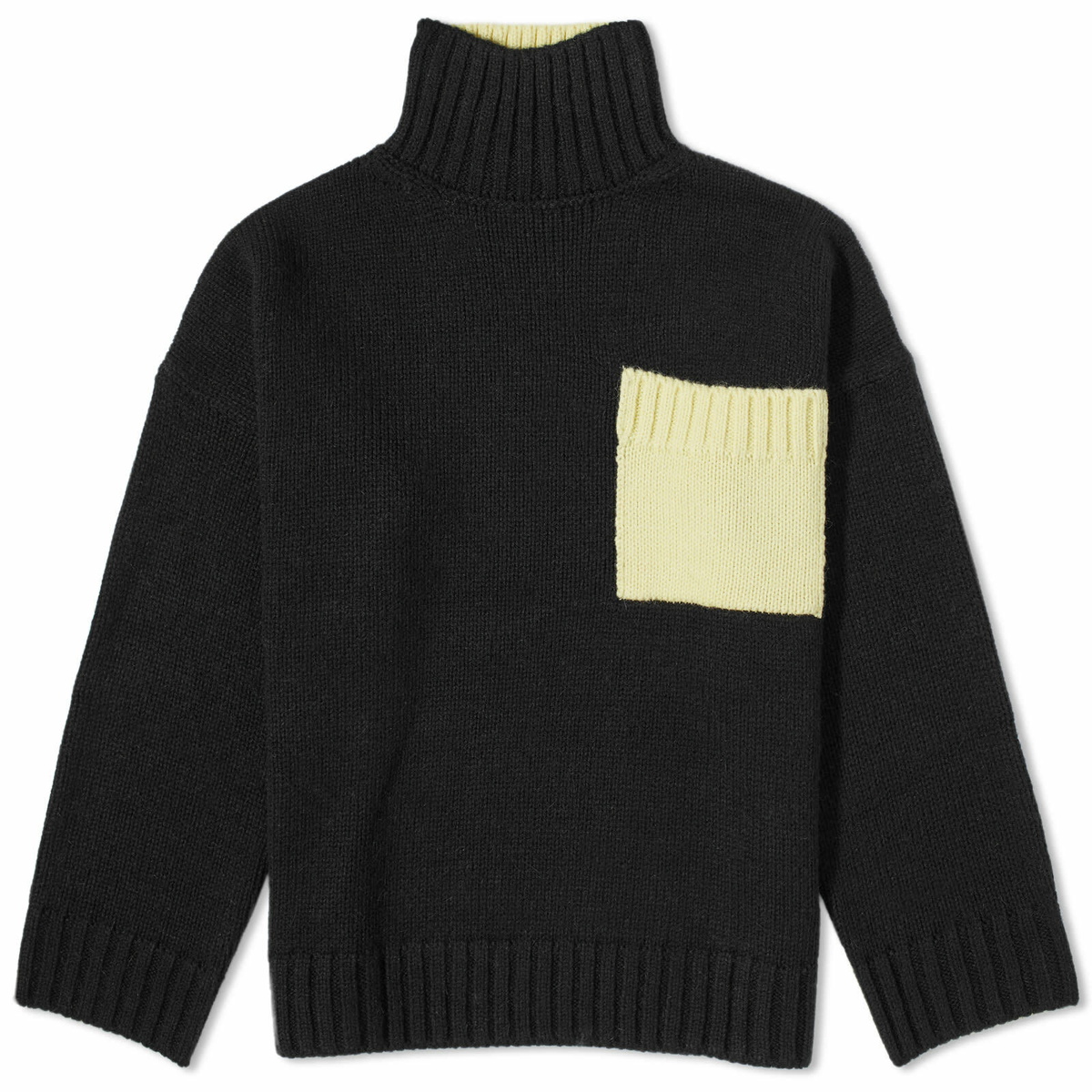 JW Anderson Men's Contrast Pocket Knit in Black/Mint JW Anderson