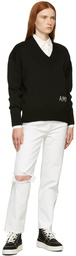 AMI Alexandre Mattiussi Black Knit Oversize V-Neck Sweater