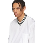 Sunnei White Long Sleeve Ribbed V-Neck T-Shirt