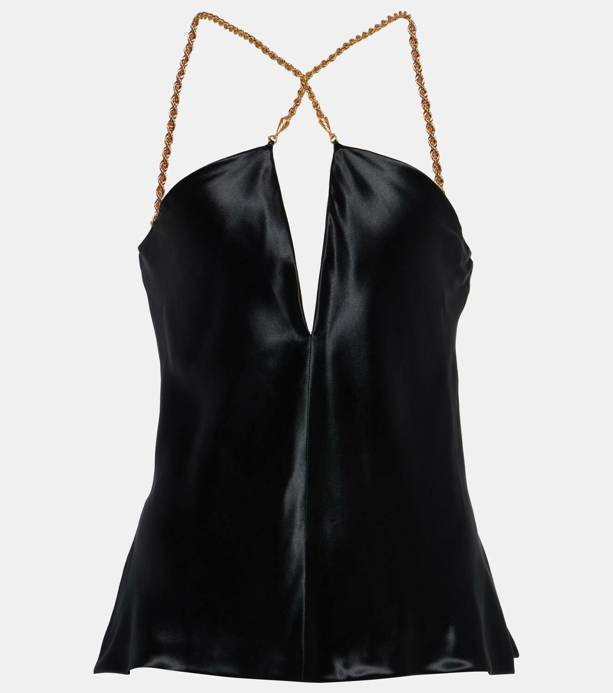 トップス salvatoreFerragamo Ferragamo Chain-trimmed satin tank top Salvatore Ferragamo