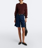 Veronica Beard Bellamie lace-trimmed cotton-blend jersey top