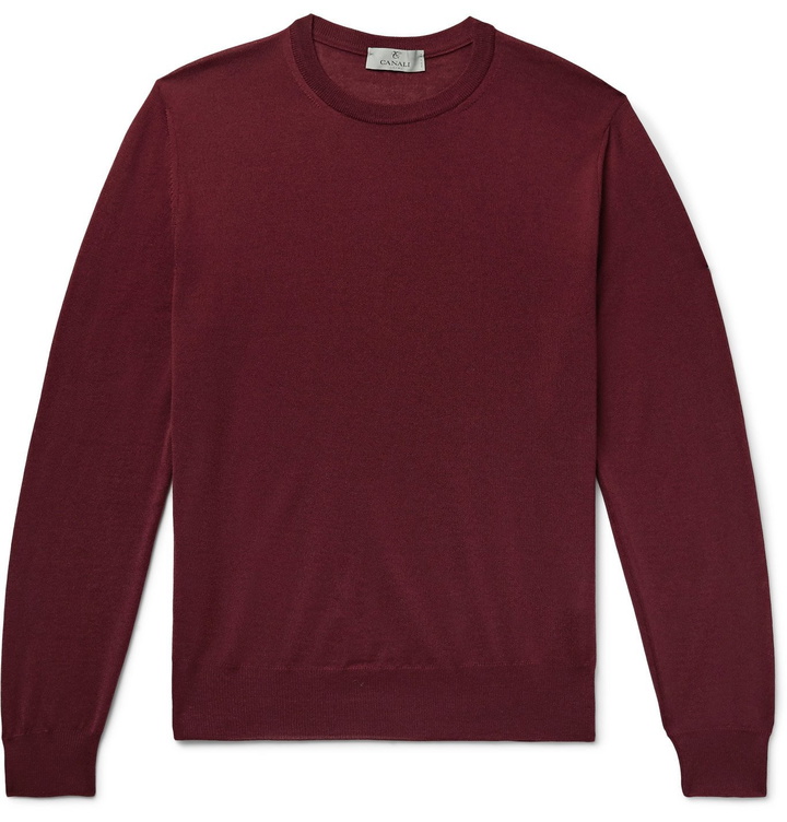 Photo: Canali - Merino Wool Sweater - Burgundy