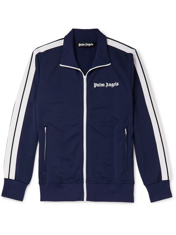 Photo: Palm Angels - Logo-Print Striped Shell Track Jacket - Blue