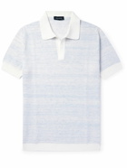 Thom Sweeney - Cotton and Linen-Blend Piqué Polo Shirt - Blue