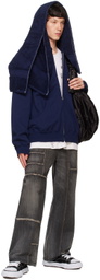 doublet Navy Onsen Towel Hoodie