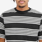 Beams Plus Men's Nep Stripe Pocket T-Shirt in Black