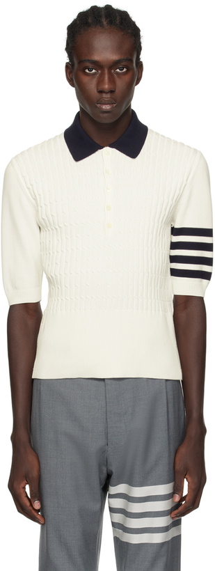 Photo: Thom Browne White 4-Bar Polo