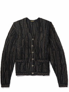 KAPITAL - Goudy Intarsia Cotton-Bouclé Cardigan - Black