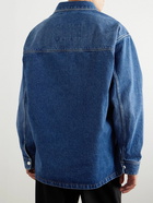 AMI PARIS - Logo-Appliquèd Denim Overshirt - Blue