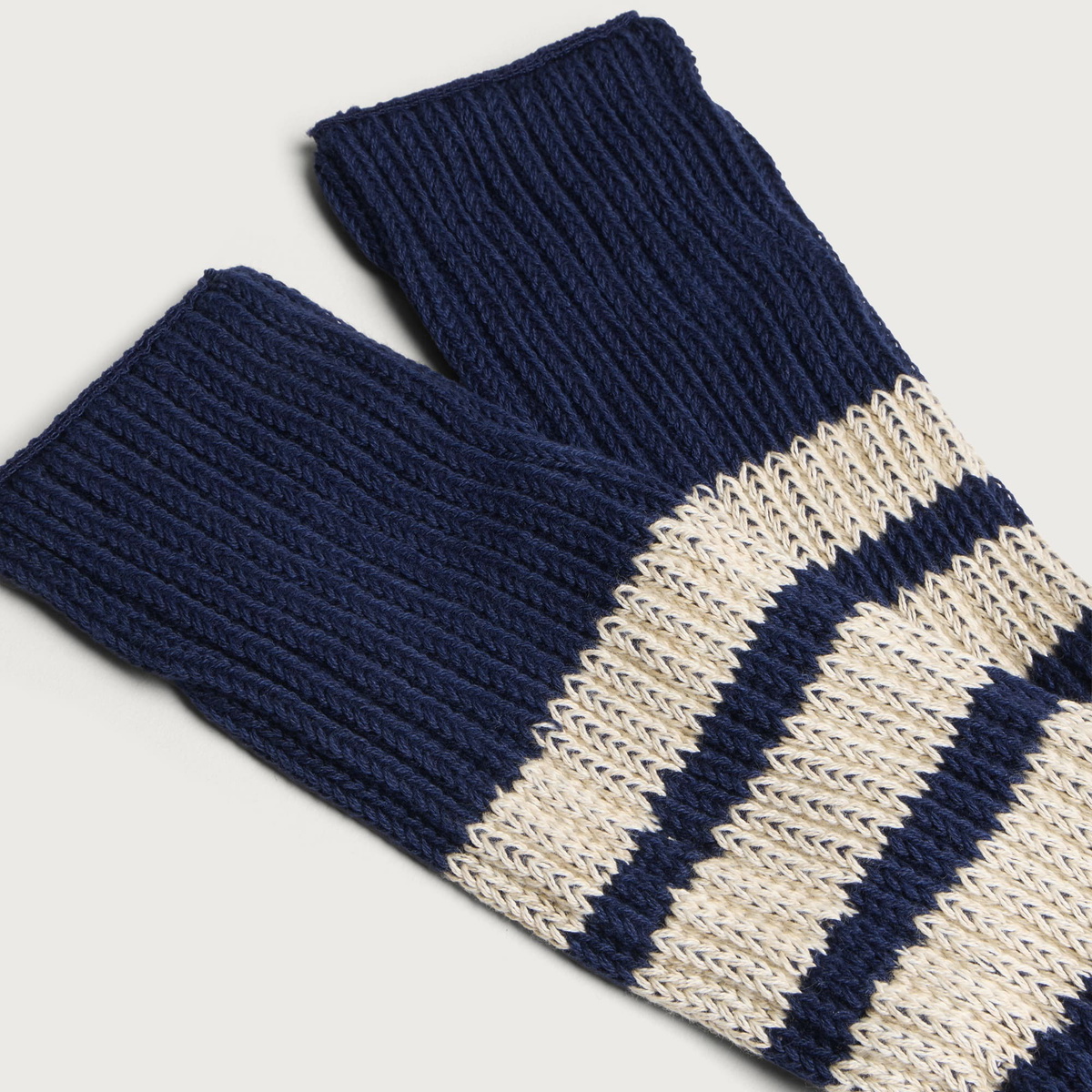 RoToTo Ribbed Crew Sock in Faded Blue/Ivory