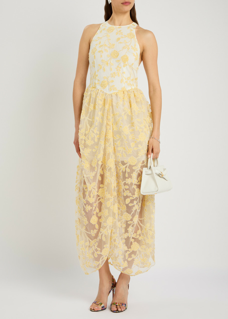 aura lauren midi dress Gaâla Sicily Print Aura Midi Dress, Linen Viscose Boat Neck Sleeveless Summer Vacation Casual Elegant Full Skirted Pocket