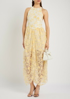 Rotate Birger Christensen Floral-embellished Tulle Midi Dress Yellow