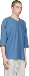 Homme Plissé Issey Miyake Blue Cotton Linen T-Shirt