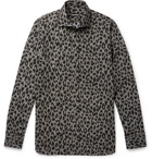 TOM FORD - Slim-Fit Leopard-Print Cotton-Blend Shirt - Gray