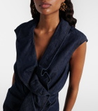 Dries Van Noten Ruffled denim midi dress