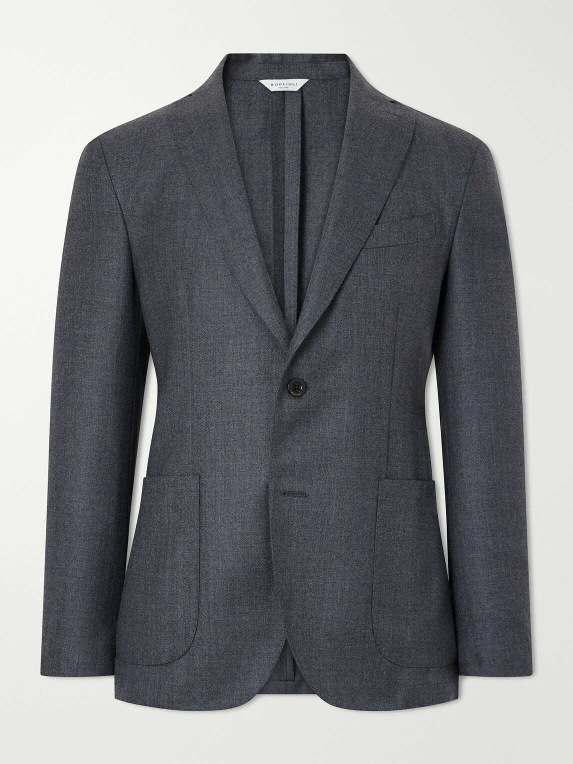 Boglioli - Double-Breasted Herringbone Virgin Wool Suit Jacket - Gray