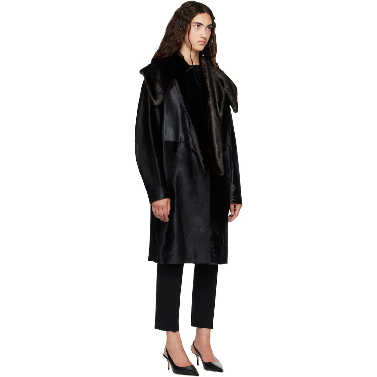 Loulou de Saison Black LOTTA Pony-Effect Leather Coat