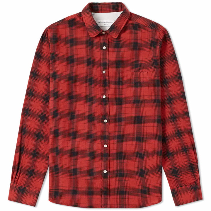 Photo: Officine Generale Flannel Check Shirt Red