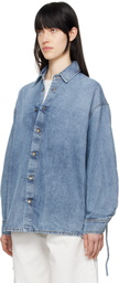 DARKPARK Blue Keanu Tencel Denim Rouche Shirt