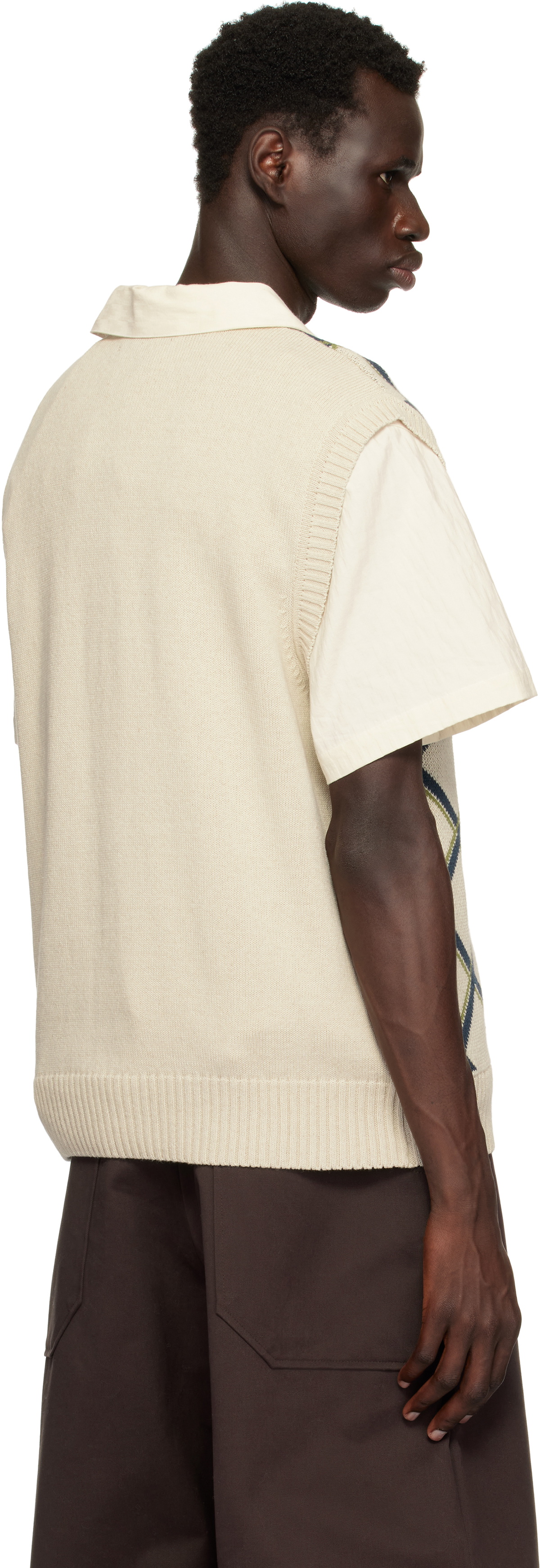 Palmes Off-White Argyle Knitted Vest