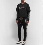 Rhude - Traxedo Tapered Cropped Webbing-Trimmed Satin-Jersey Drawstring Trousers - Men - Black