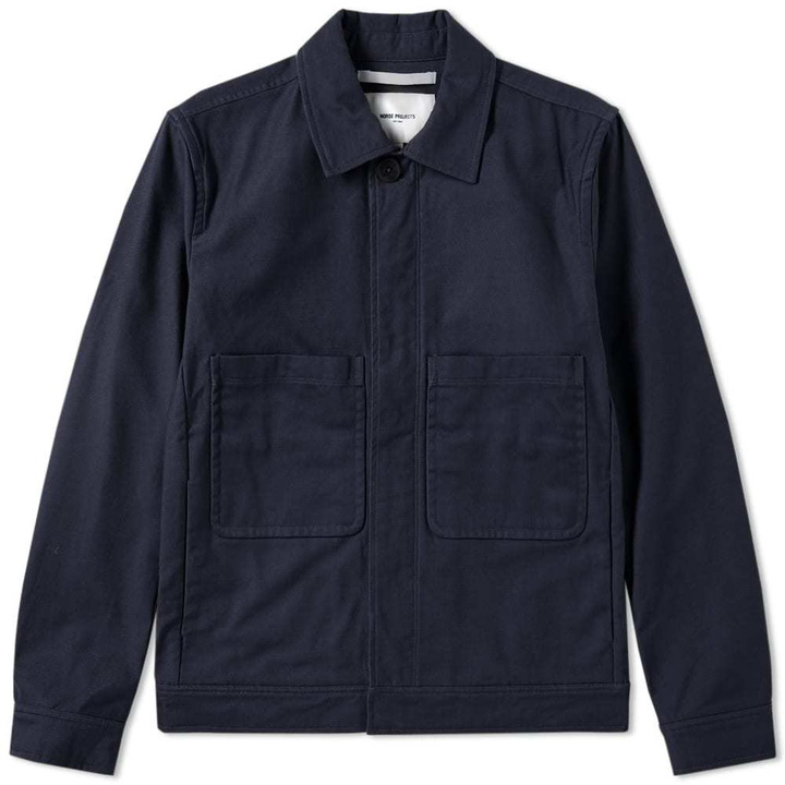 Photo: Norse Projects Tyge Broken Twill Jacket Blue