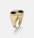 Yvonne Léon Damier 9kt gold ring with diamonds and onyx
