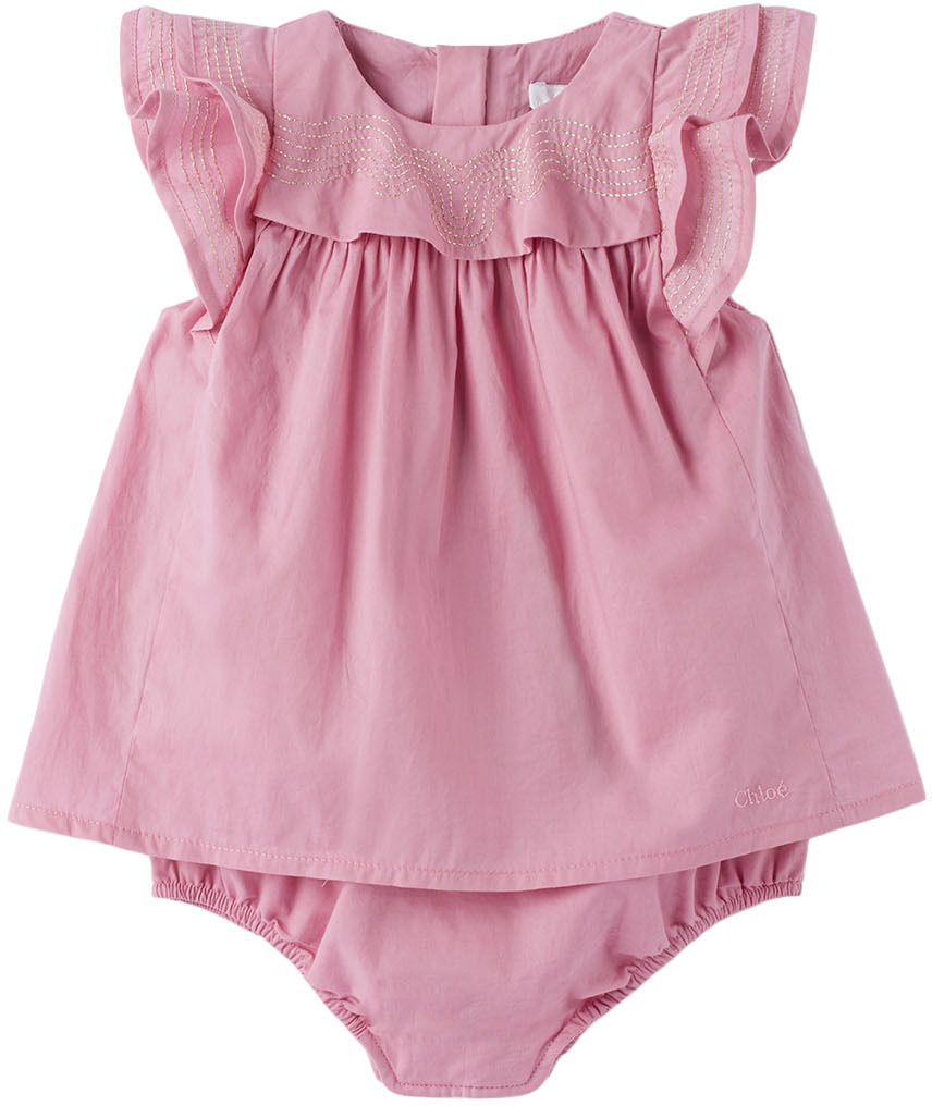 Baby Girl Pink Ruffle Bloomer With Hat Set