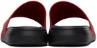 Alexander McQueen Red & Black Logo Pool Slides