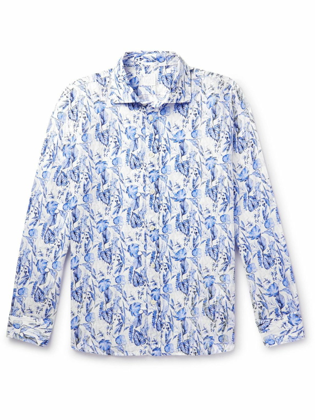Photo: 120% - Slim-Fit Floral-Print Linen Shirt - Blue