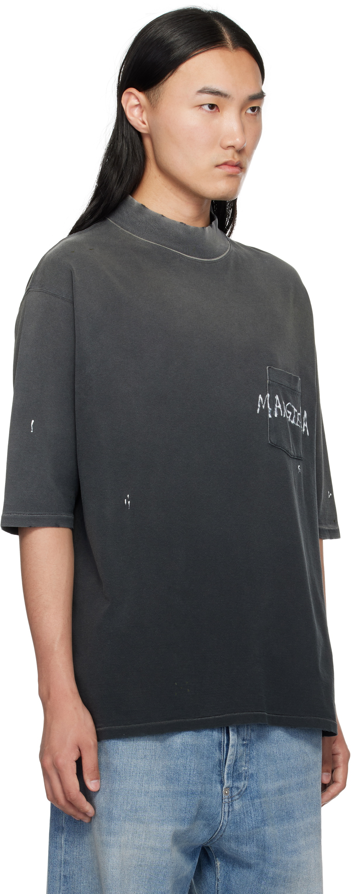Maison Margiela Gray Graffiti Logo T-shirt Maison Margiela