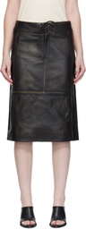 Christopher Esber Black Burnished Eddie Leather Midi Skirt