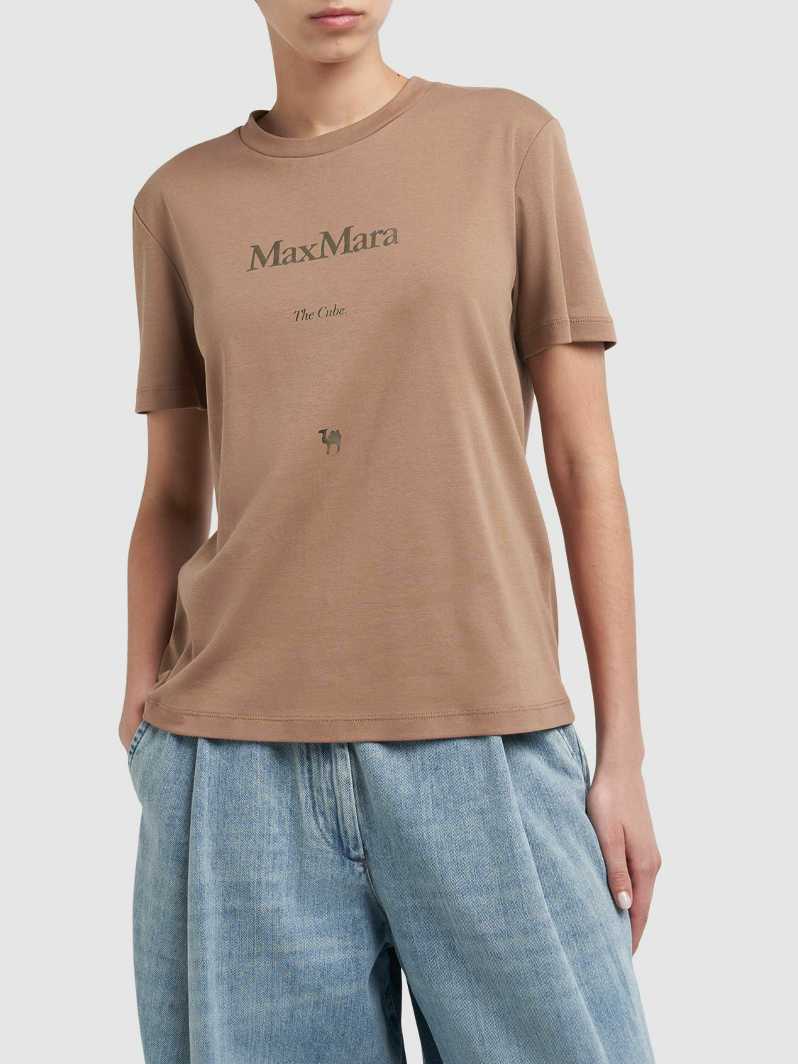 Tシャツ・カットソー S MAX MARA QUIETO COTTON T-SHIRT S MAX MARA Quieto Cotton Jersey T-shirt with Logo S Max Mara