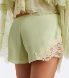 De La Vali Elia lace-trimmed crêpe de chine shorts