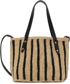 rag & bone Beige & Black Small Striped Straw Tote