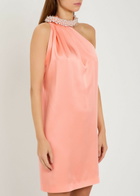 Stella Mccartney Embellished-choker Asymmetric Satin Mini Dress Light Pink