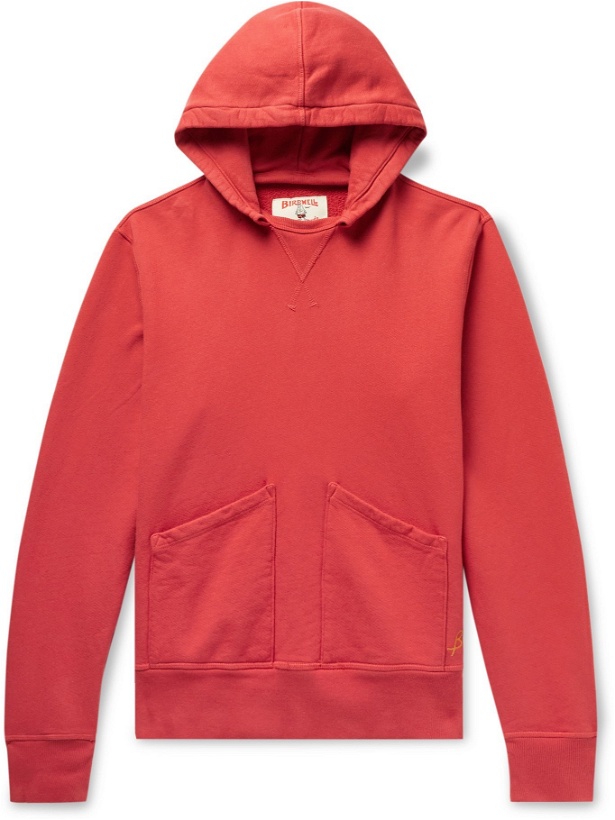 Photo: BIRDWELL - Cayucos Loopback Cotton-Jersey Hoodie - Red