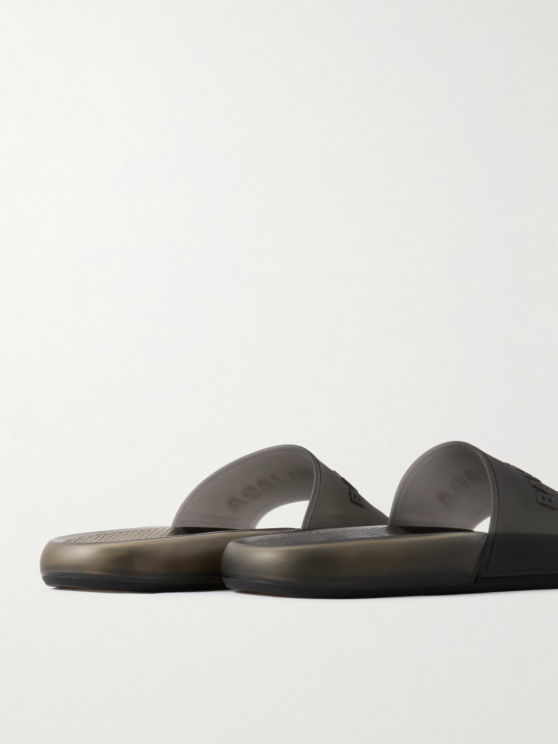靴 Balenciaga logo-print rubber sliders 43 Balenciaga - Logo-Embossed Rubber Slides - Black Balenciaga