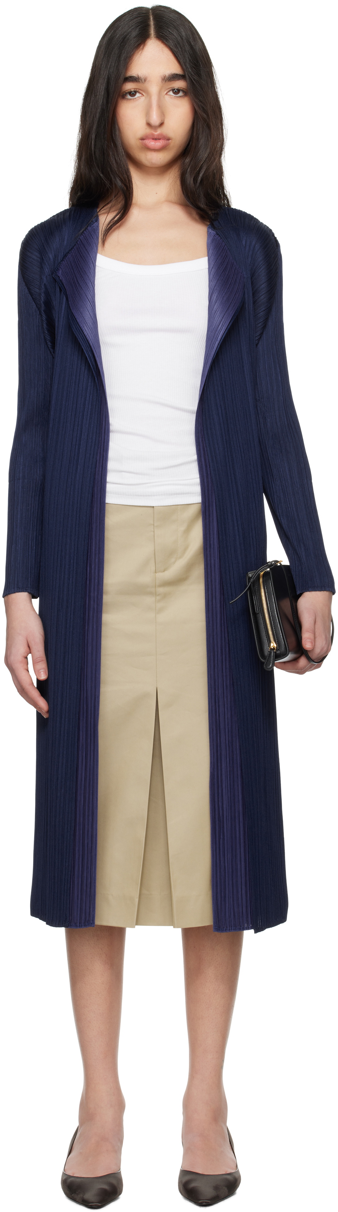 Pleats Please Issey Miyake Black Jaunty Coat Pleats Please Issey