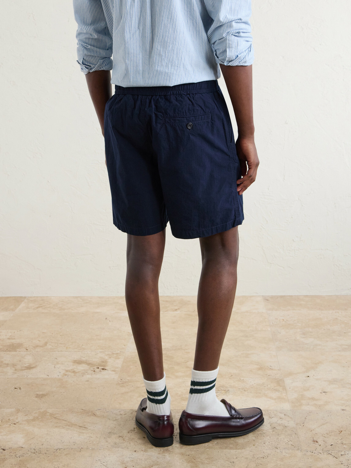 Drake's - Straight-Leg Cotton Drawstring Shorts - Blue