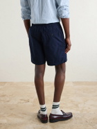 Drake's - Straight-Leg Cotton Drawstring Shorts - Blue