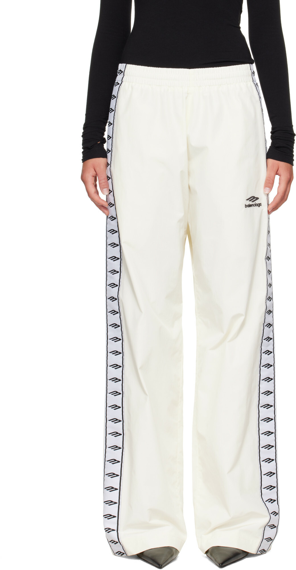 Balenciaga Off-White Techno Cotton Poplin Track Pants