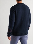 Tod's - Logo-Intarsia Cashmere and Wool-Blend Sweater - Blue