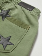 AMIRI - Chemist Star Leather Appliquéd Cotton-Jersey Sweatpants - Green