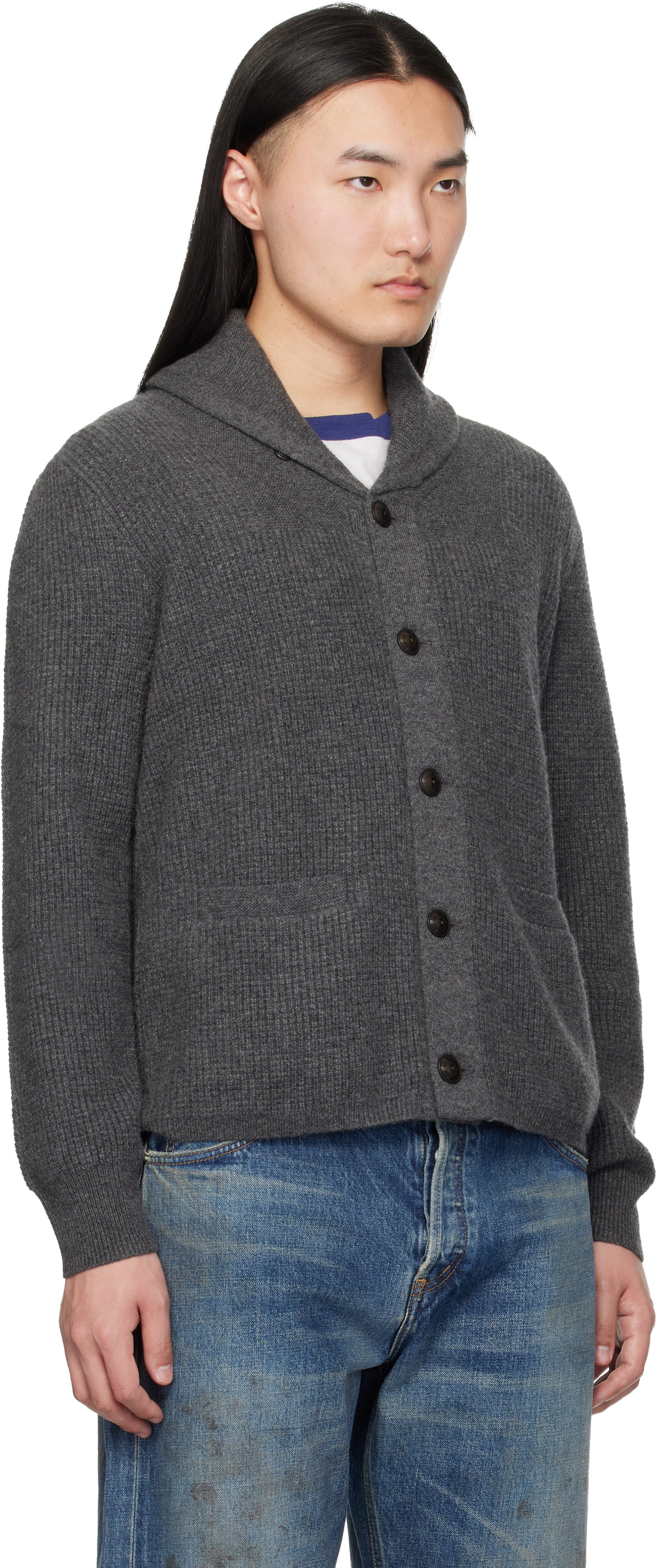 RRL Gray Shawl Cardigan