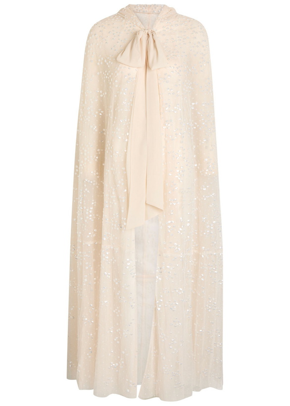 Photo: Needle & Thread Dappled Hooded Tulle Cape Cream