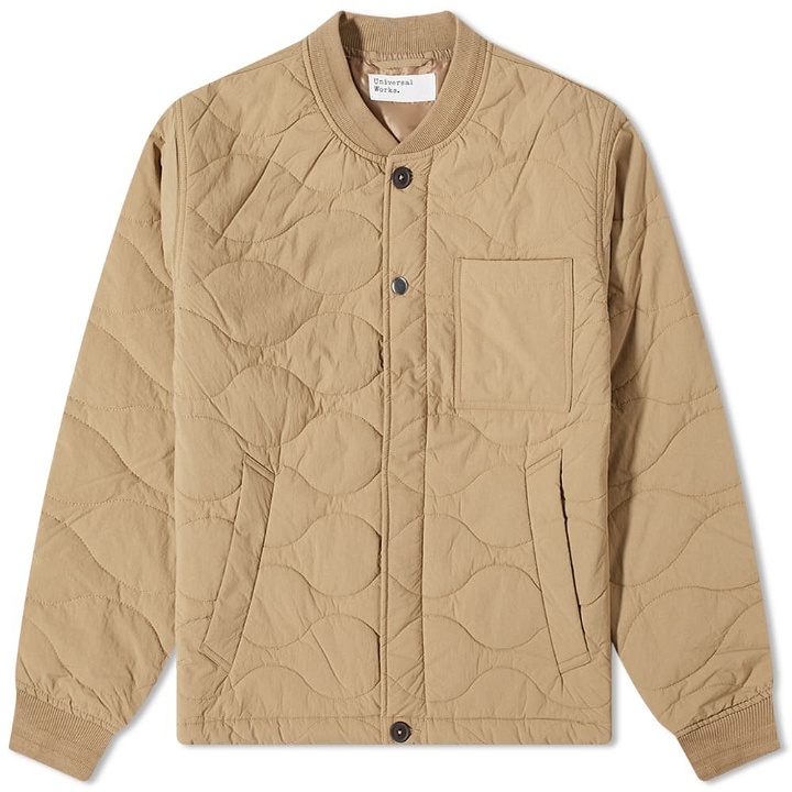 Photo: Universal Works Men's Carlton Quilted Jacket in Sand
