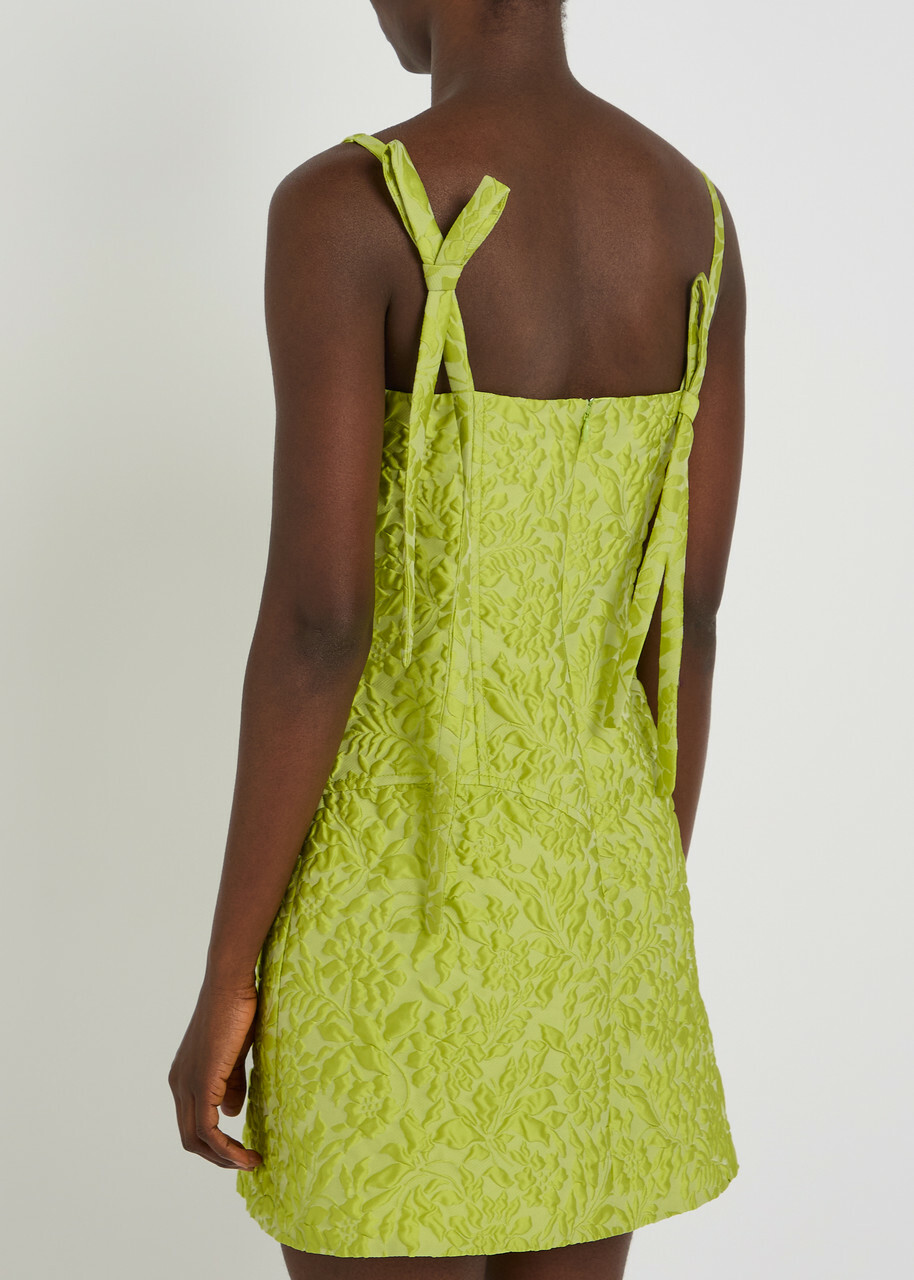 Emilia Wickstead Eliezer Floral-jacquard Cloqué Mini Dress Green