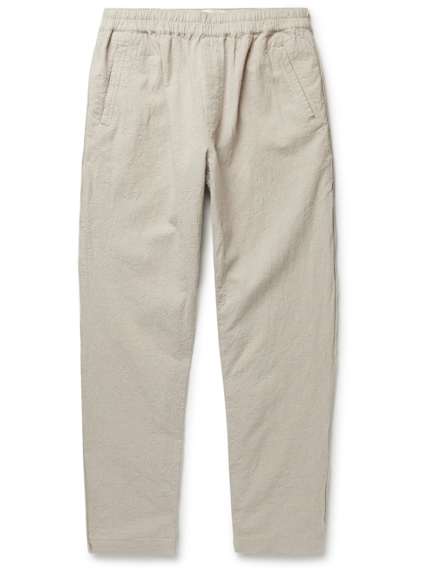 Photo: Folk - Tapered Crinkled Linen and Cotton-Blend Trousers - Neutrals