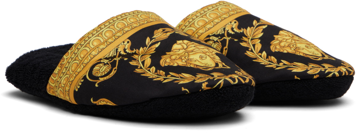 Versace Black 'I Heart Baroque' Slippers